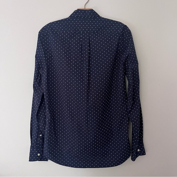 NWT J. Crew Navy Polka Dot Stretch Secret Wash Cotton Poplin Button Down Shirt - Picture 8 of 12